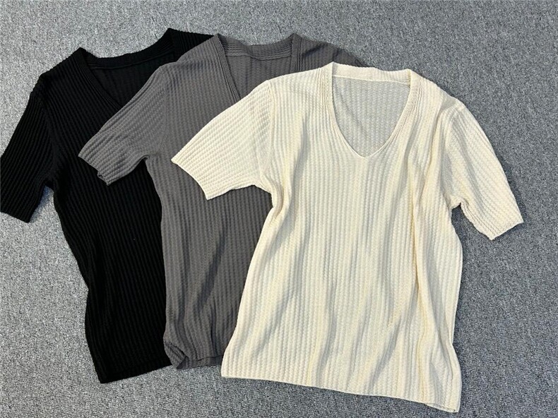 莱赛尔面料三色V领针织百搭款，其它，哥卓
