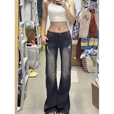 水洗修身牛仔裤辣妹新款美式复古低腰马蹄显瘦喇叭裤长裤NA1927，男装牛仔裤，星座1116A（原606A-3）