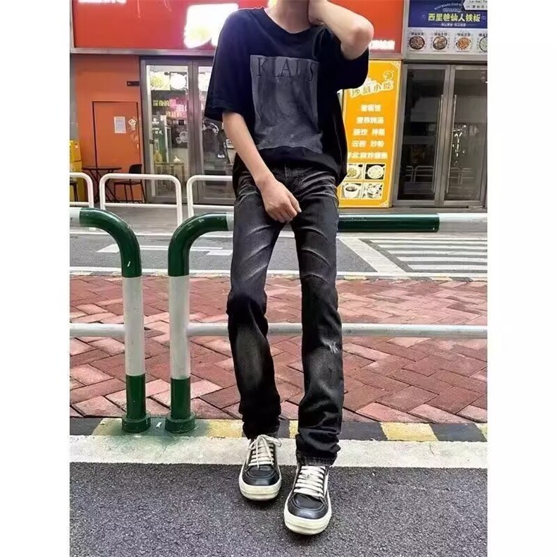 有货DK1161-特批48抖音天猫高质量猫须抓痕直筒牛仔裤,男装牛仔裤,星座603-2