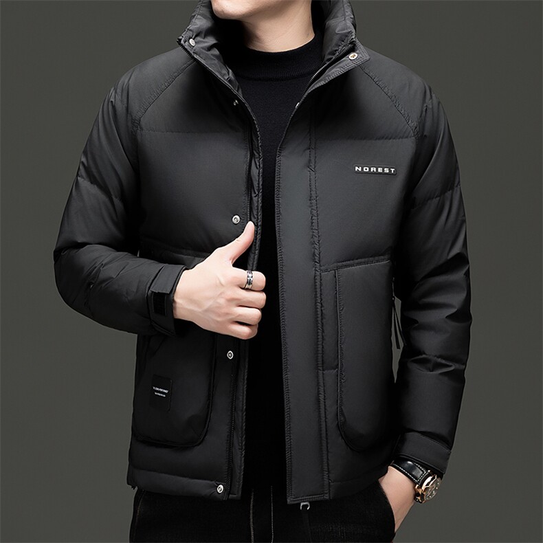 秋冬季新款羽绒服男士白鸭绒加绒潮服休闲立领潮流韩版保暖外套,男装羽绒服,钱塘6003（原4033）