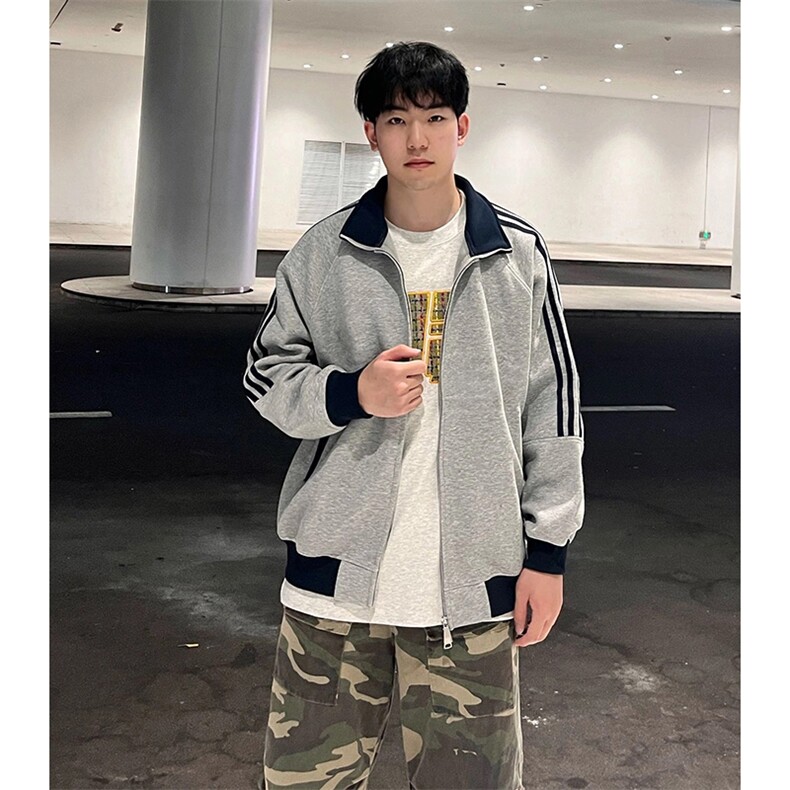 抖音得物高品质美式高街重磅结构设计拼接织带立领卫衣外套CM42,男装卫衣,电商A486