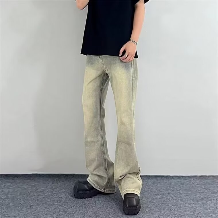 新款微喇牛仔裤男款ins潮牌宽松直筒高端垂感拖地休闲裤子男,男装牛仔裤,星座218-1（原230）