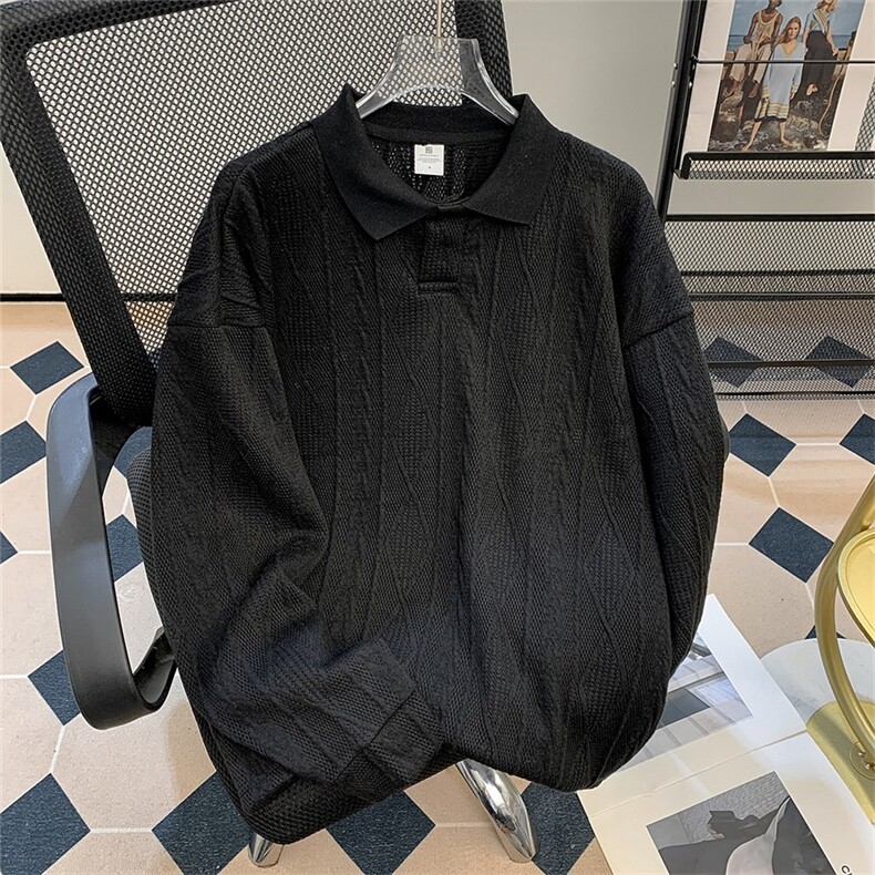oversize300斤翻领卫衣男加肥加大上衣polo衫春秋大码肌理感宽松,男装卫衣,星座506A
