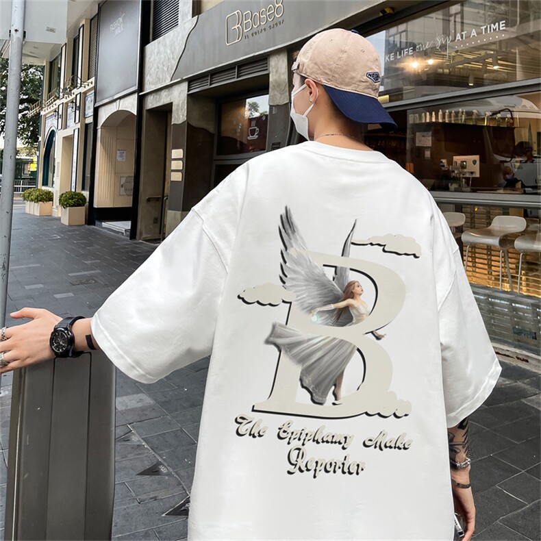 B239-1202-P28欧美式天使字母创意印花夏季高克重半袖短袖t恤，男装T恤，星座514-2(原B239)