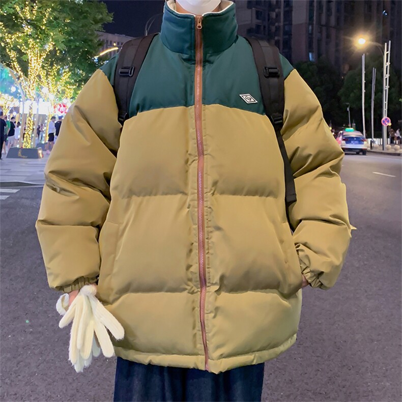 冬季棉服撞色宽松大码青年立领流行帅气棉袄面包服M0819-P85,男装棉衣,星座308B-2
