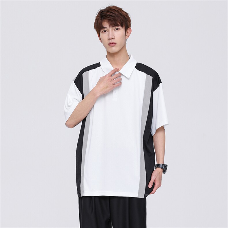 潮流前线日系潮牌无影墙短袖男新款拼接polo衫zdp2302-p40-控58，男装Polo衫，星座717