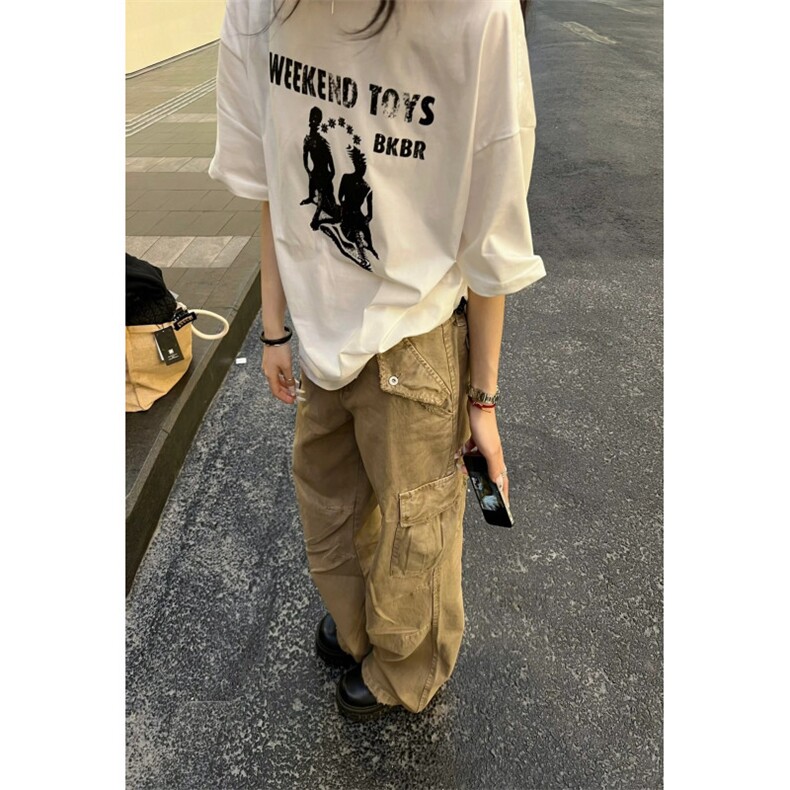 T0692-P25夏季美式复古短袖潮纯棉印花T恤男女款宽松大版,女装T恤,星座617A-2