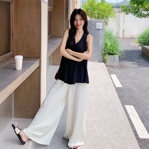 法式复古气质减龄背心阔腿裤女2025夏季新款高级感小众设计感套装图片