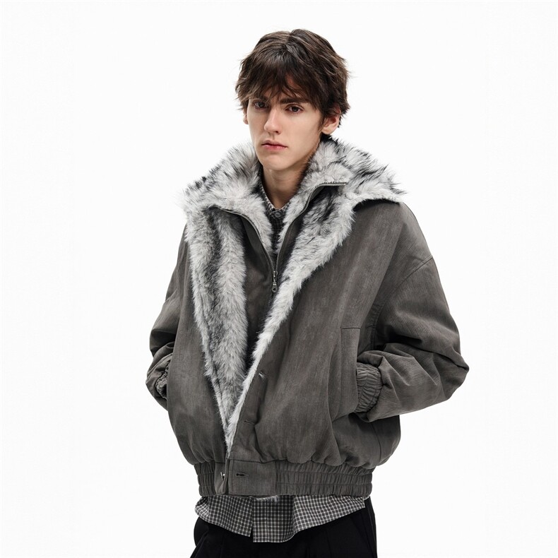 小众假两件毛领座山雕棉服男款潮牌痞帅保暖棉衣外套LM50411-P125，男装棉衣，星座1008