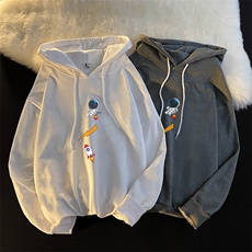 WY2165-P35加绒款-P40纯棉连帽卫衣男大码运动帽衫宽松薄外套男，男装卫衣，电商A040