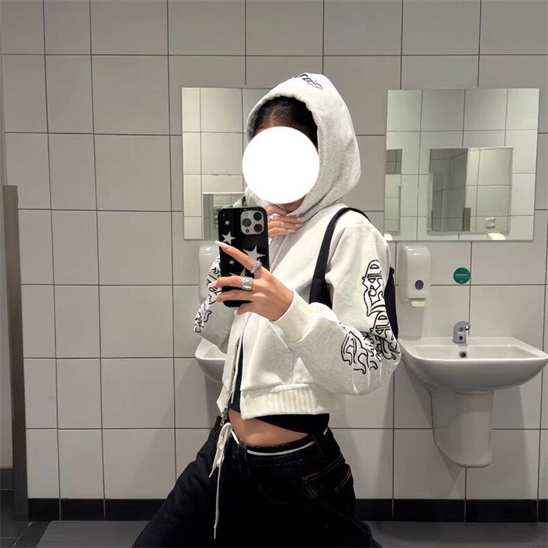 5305-P48原版做工纯棉华棉复合休闲拉链卫衣外套薄款,女装卫衣/绒衫,星座617A-2