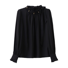 BAO现货2026春季新款时尚气质优雅立领减龄显瘦长袖百搭衬衣，女装衬衫，火爆靓佳人