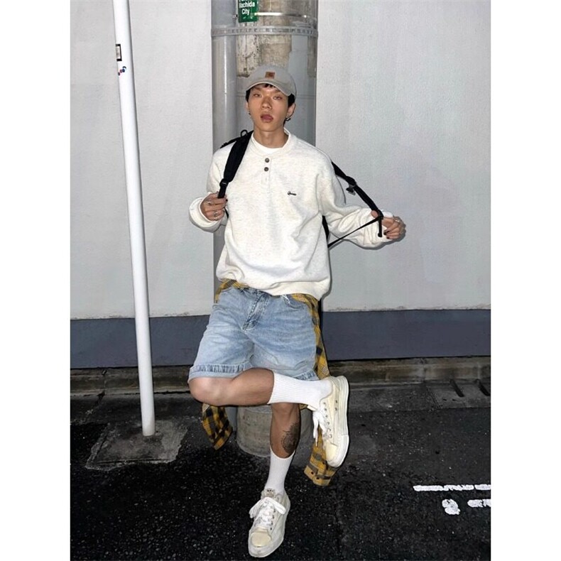 潮流流行时尚百搭文艺气质慵懒美式复古棒球领套头卫衣新款简约,男装卫衣,星座506A