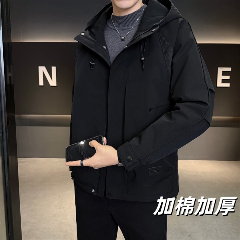 加棉加厚男士秋冬新款连帽青年简约休闲保暖夹克外套NM826-P110,男装夹克,星座310B-3