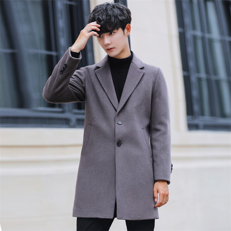 2026年秋冬季新款毛呢大衣男韩版修身羊毛呢男士休闲潮27008-P98，男装毛呢大衣，电商A355（原A415）