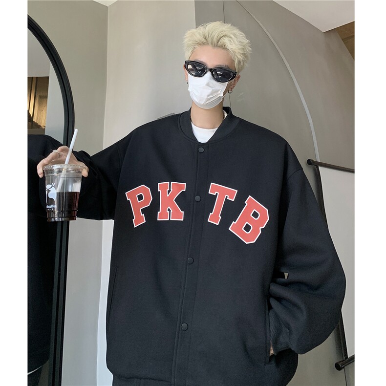 极简风美式棒球服男春秋高街痞帅情侣外套宽松小众学院风运动夹克,男装夹克,电商A339