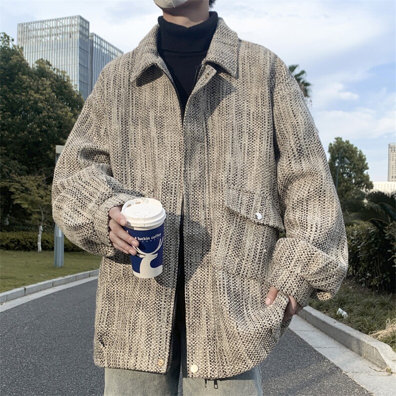 小香风外套男呢子大衣休闲轻熟风夹克秋冬装上衣J1062P95，男装夹克，电商A157