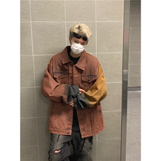 渐变色牛仔外套男士韩版潮流宽松百搭2024冬季ins夹克W6217-P81，男装夹克，星座412-3
