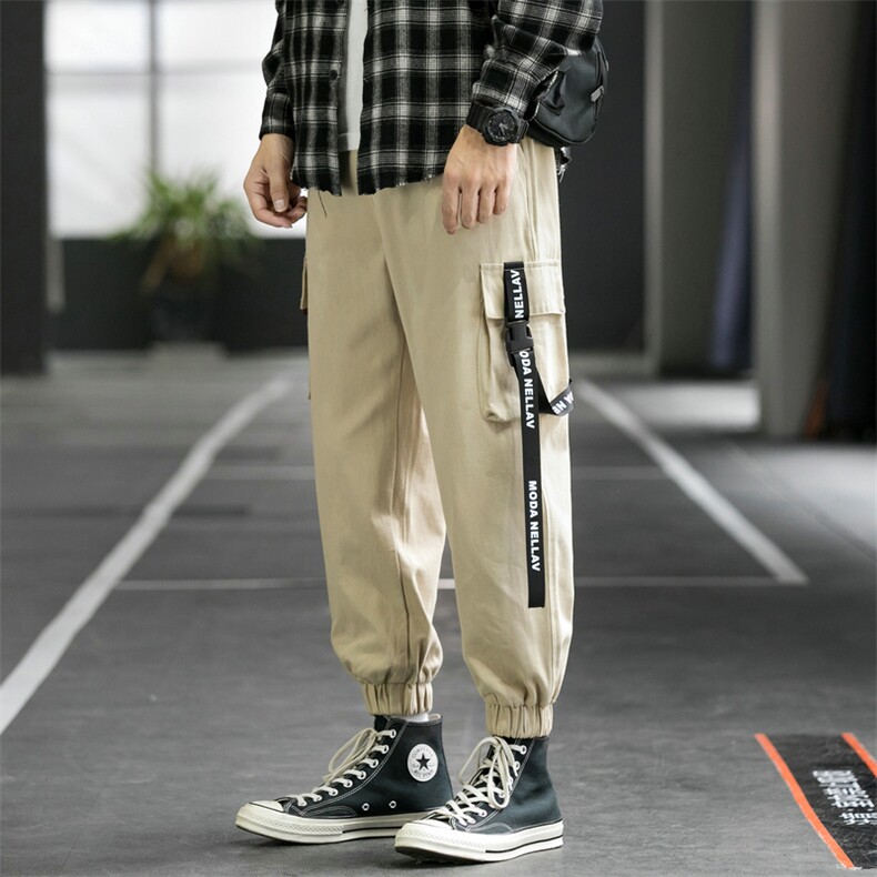 工装裤男潮牌宽松多口袋宽松休闲裤百搭九分裤束脚裤DS989T,男装休闲裤,电商A102