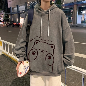 WY2236-P35 纯棉连帽卫衣男大码运动帽衫宽松薄外套男图片