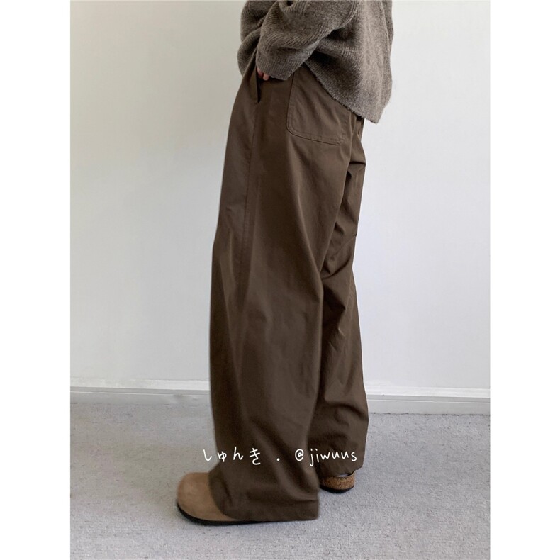 春秋季日系复古基础款工装长裤男女生ins潮牌宽松直筒阔腿休闲裤,男装工装外套,星座506A