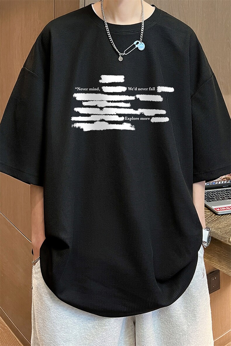 华夫格t恤男短袖男大码五分袖HT73445-P22,男装T恤,电商A040