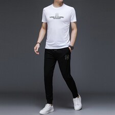 2023年夏款潮流休闲时尚男士运动短袖套装P135，男装休闲套装，电商D223-1