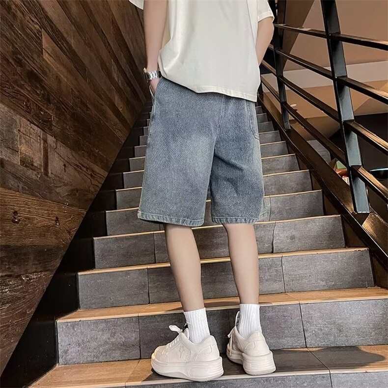 星空纹牛仔短裤男夏季薄款潮牌宽松男生中裤2024新款男士五分裤子,男装牛仔裤,星座1013