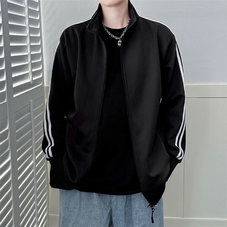 现货开衫卫衣外套男垂感运动服上衣宽松立领夹克A116P65加绒P75,男装夹克,电商A351