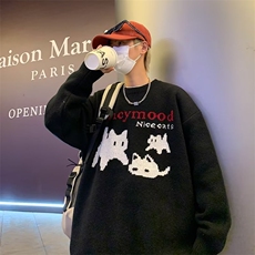 潮美式圆领毛衣男女秋冬季慵懒风情侣装潮牌宽松针织衫上衣，男装针织衫/毛衣，星座716-4