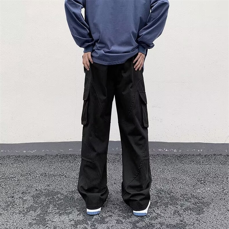 2023港风文艺直筒休闲裤男春秋宽松潮流工装裤,男装休闲裤,星座716-4