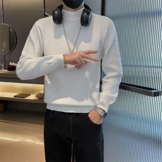 圆领毛衣男秋冬季修身软糯纯色毛线上衣服保暖打底男士针织衫M803，男装针织衫/毛衣，星座1116A-2（原606A-1）
