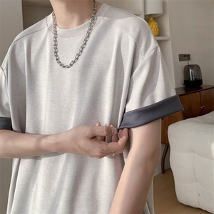 C524P43夏装男生休闲简单百搭短袖T男装上衣日系潮男图片