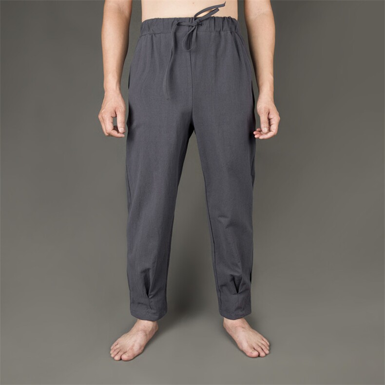 秋季新款男日系棉麻休闲裤宽松大码亚麻阔腿裤钱塘6005-K32-P45,男装休闲裤,星座1112-5（原712-5）