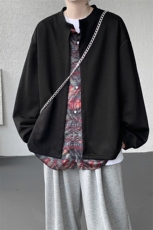 KS10157-特批60控108新款开衫休闲上衣设计感两件套复古大码卫衣，男装卫衣，电商A059
