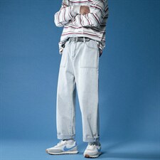 2026秋冬新款直筒渐变印花个性休闲牛仔九分裤韩版男女款BK17-p35，男装休闲裤，星座1008-2