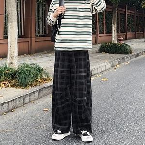 加绒卫裤 肌理感格纹休闲裤男2025 搭配卫衣毛衣日系裤子1030/P55图片