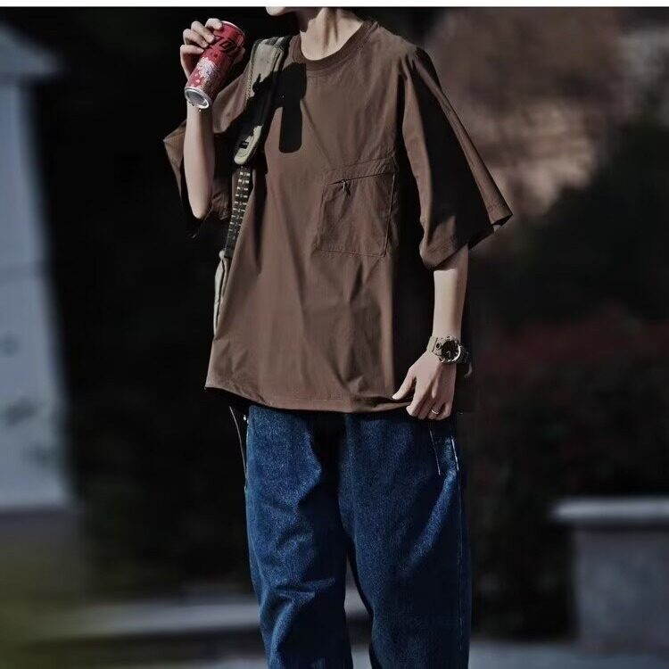 夏季户外速干系绳短袖松弛感复古宽松中性休闲T恤男TTX74,男装T恤,星座208-5