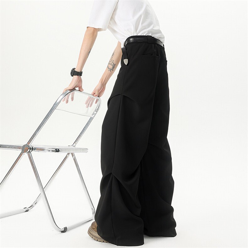 8XL-M立体褶皱设计西裤小众高街阔腿休闲裤特大码男裤K994P68控88,男装休闲裤,电商D206-1