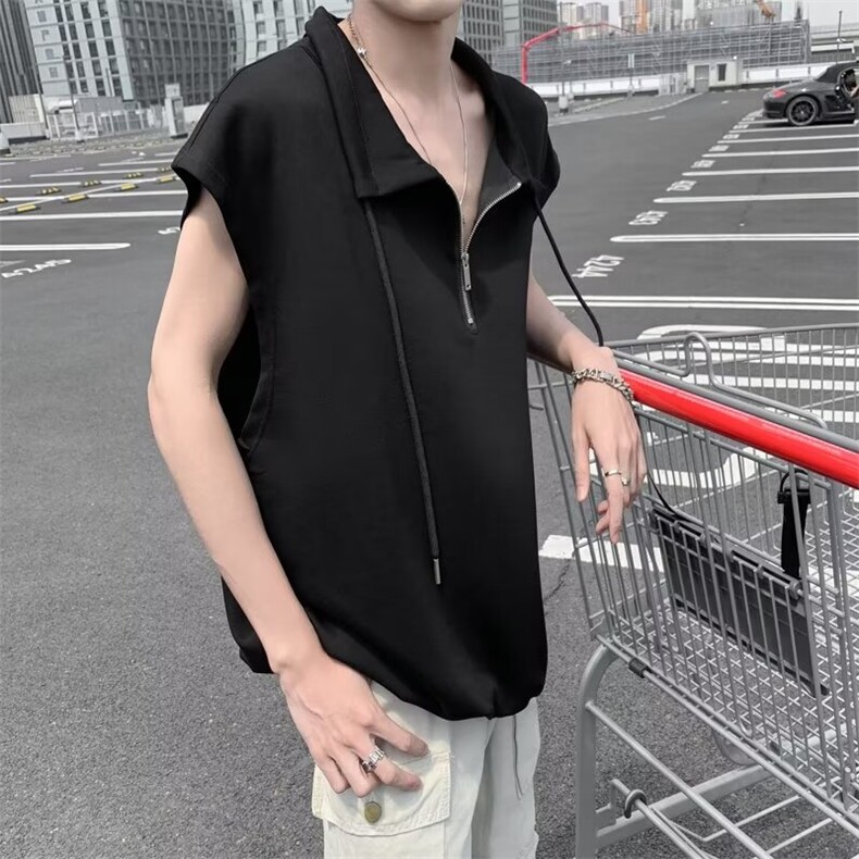 宽肩背心男夏季薄款马甲美式高街宽松半拉链T11-P35,男装背心/马甲,星座1109-3
