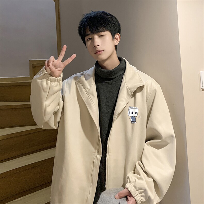 麂皮绒夹克男大码立领褂子外套JK85400-P68加绒款-P78,男装夹克,电商A040