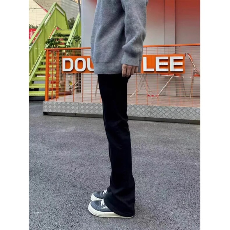 1506-1/KG8691/P35弯刀牛仔裤黑色高腰微喇裤男生美式风高街修,男装牛仔裤,星座1506-1