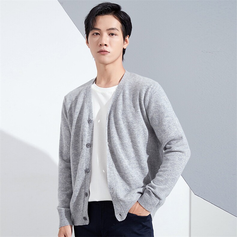 2024新款春秋新款时尚经典百搭羊毛开衫V领，男装羊毛衫，牧绒家园高端店