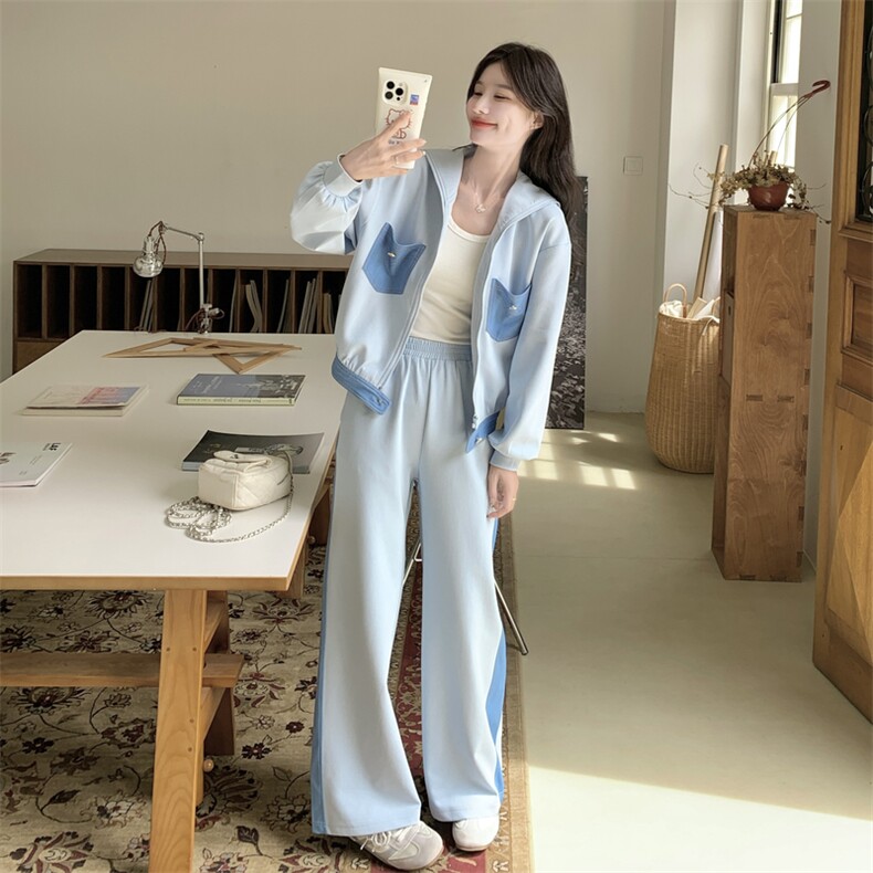 浅蓝拼接牛仔卫衣套装2C198-6512-P175K268,女装套装/套裙,2C198