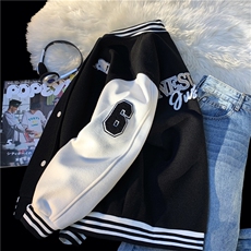 复古格调拼色棒球服宽松街头潮搭学院风外套HY202P108控138，女装短外套，电商A102B