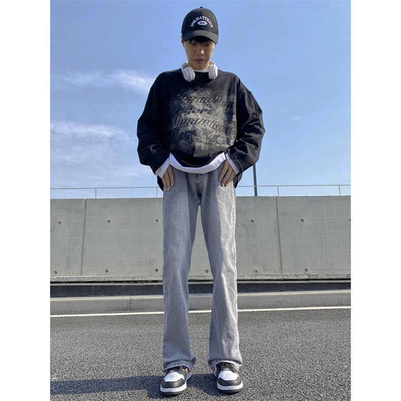 现货春款微喇复古弹力牛仔裤715-6-BK01P50（S-5XL）图片