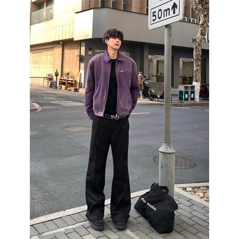 【有货】紫色外套刮烂牛仔夹克JK7222特P80,男装夹克,星座908-1