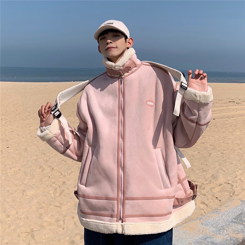 1港风羊羔毛棉衣男休闲宽松棉服男潮外套夹克男YG7538P145控188，男装夹克，星座226-2