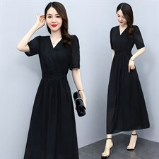 高级感天丝连衣裙女2024夏季新款气质妈妈收腰显瘦高腰薄款a字裙，女装连衣裙，关键词