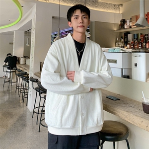 已下单 24083-P85秋季新款简约百搭针织衫开衫男士宽松大码外套图片